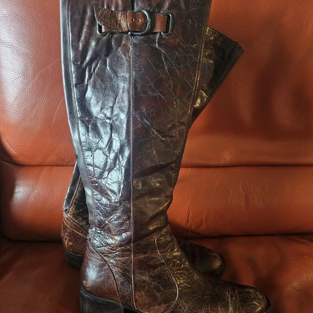 Vintage Brown Leather Riding Boots